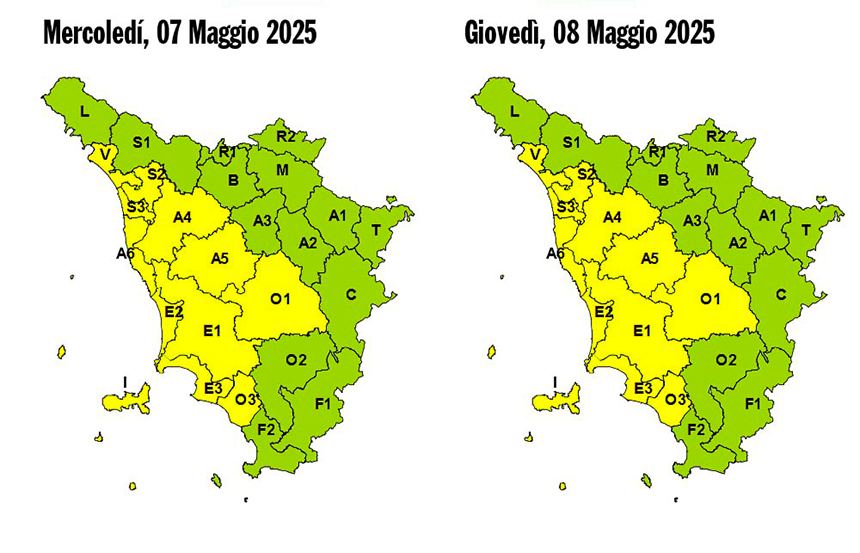 Maltempo, codice giallo in Toscana per rischio idrogeologico e temporali forti per giovedì 8 maggio